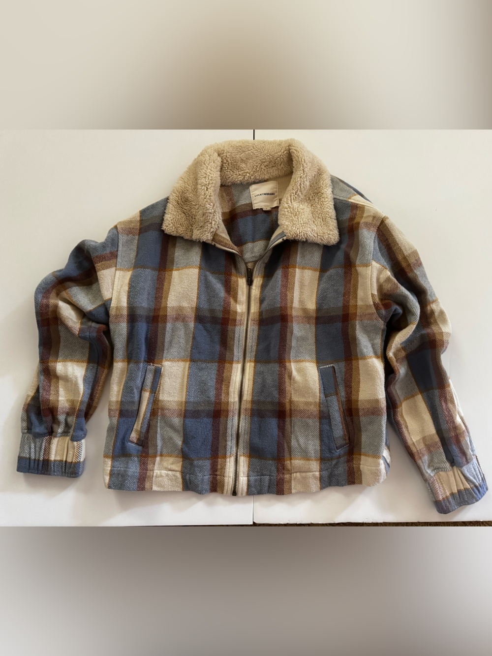 Lucky Brand Plaid Zip Up Jacket